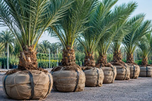 Date palm offshoot plants prepared for merchant export